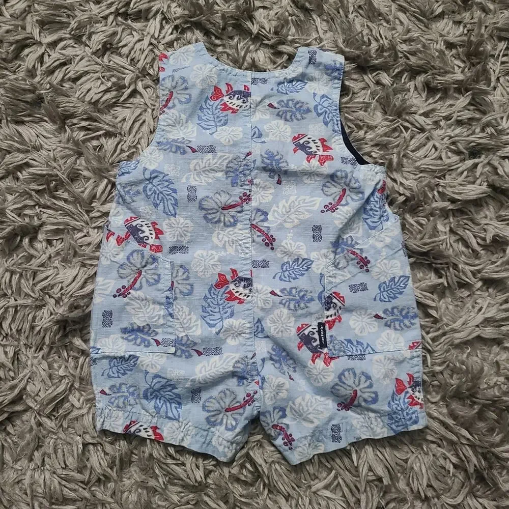 Carter's Baby Boy Sz 6M Blue Red Sleeveless Summer Sun Suit Overalls Lightweight